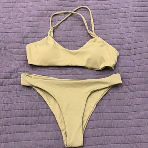 Shein bikini. Olive green ribbed material.